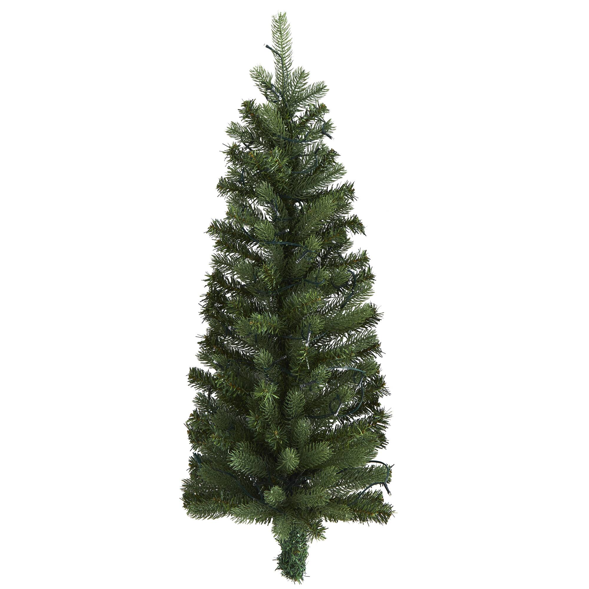 3ft. Pre-Lit Flat Back Wall Hanging Artificial Christmas Tree, Clear LED Lights